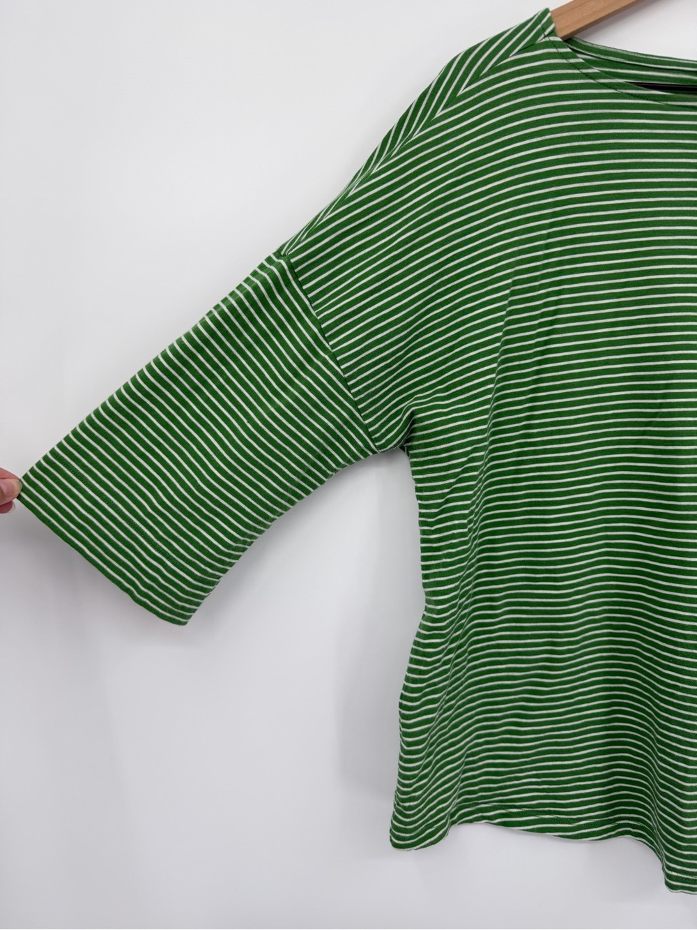 Seasalt Cornwall Organic Cotton Tremayne Quay Top Green and White Stripe - Picture 2 of 9